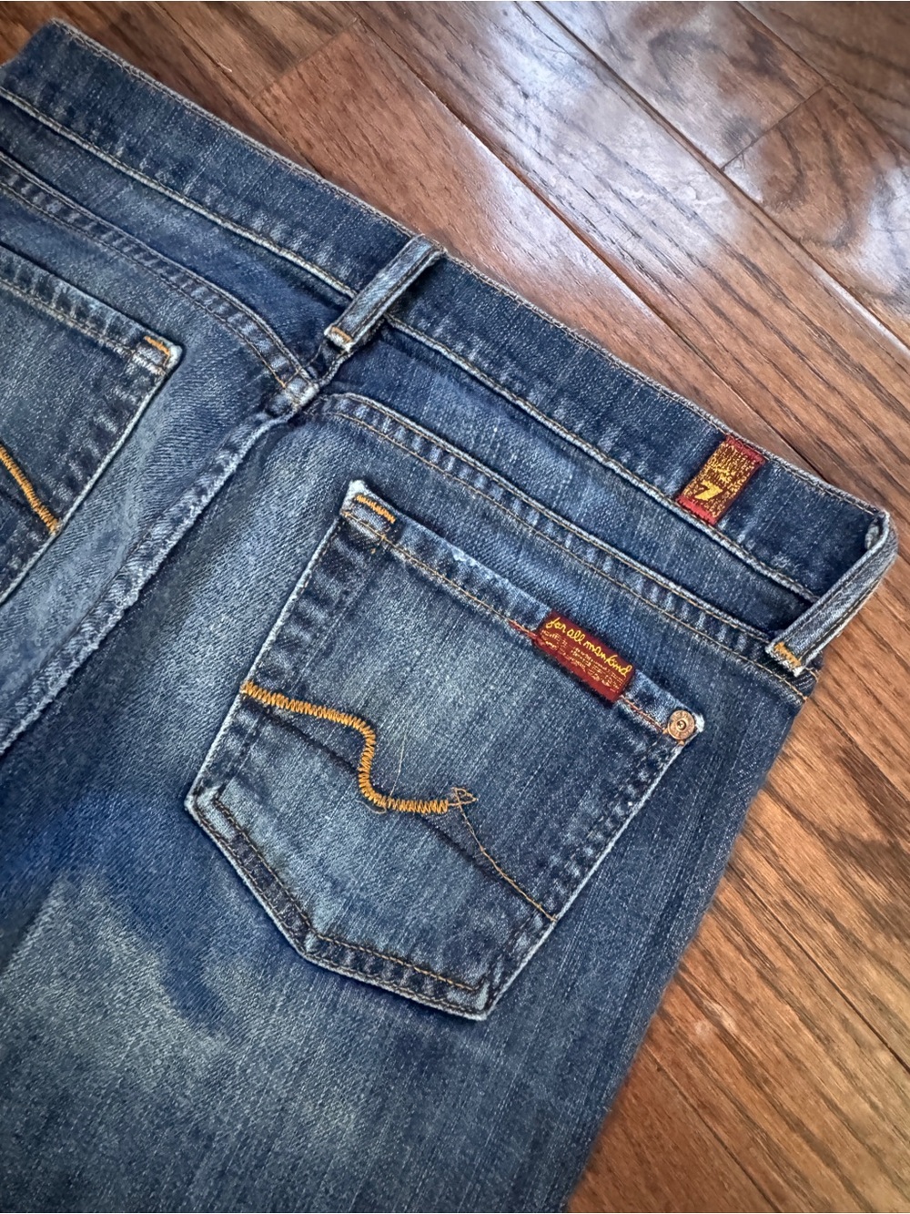 7 For All Mankind Women's Dark Blue Flare Jeans